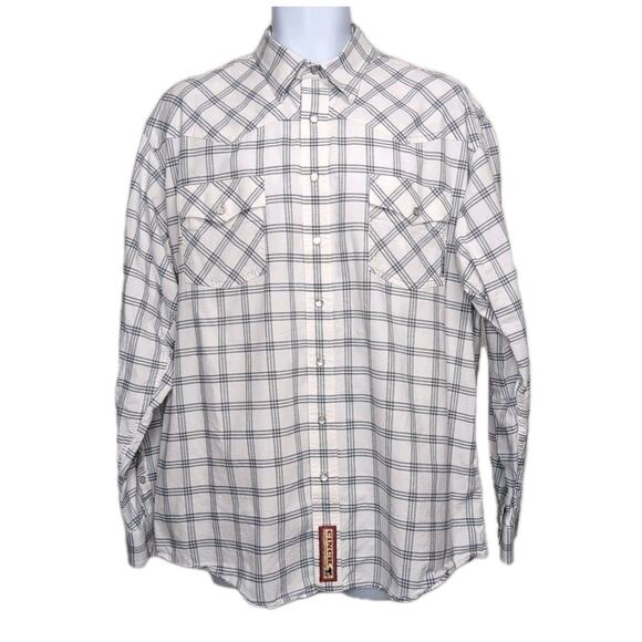 Cinch Pearl Snap Western Shirt Classic Cowboy Collection Mens Size L White Blue - Picture 16 of 16